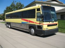 Yellow Charter Bus located outside of Chicago.